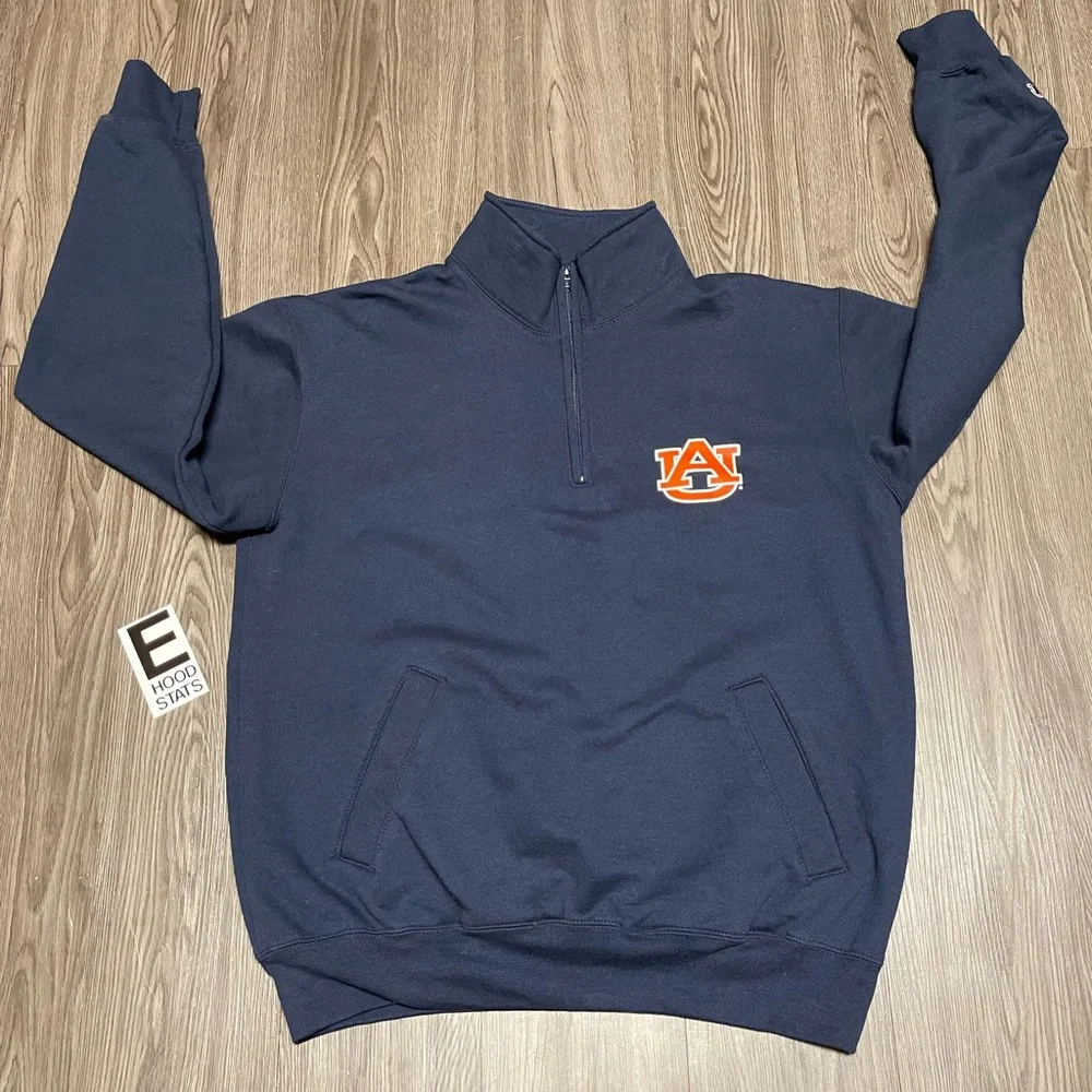 Champion University Of Auburn Blue Quarter Zip Mens Size Large Pullover